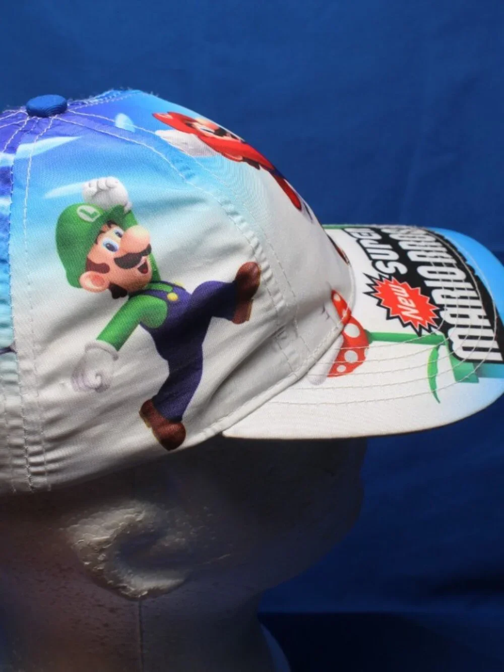 Super Mario Bros Nintendo Wii Promo All Over Print Hat Cap Luigi Yoshi YOUTH